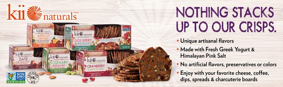 Kii Naturals Artisan Crisps- Goji Berry & Pistachio, 5.3 oz (3 Pack)