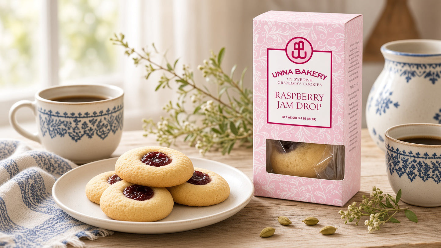 Unna Bakery Swedish Raspberry Cave Hallongrottor Cookies