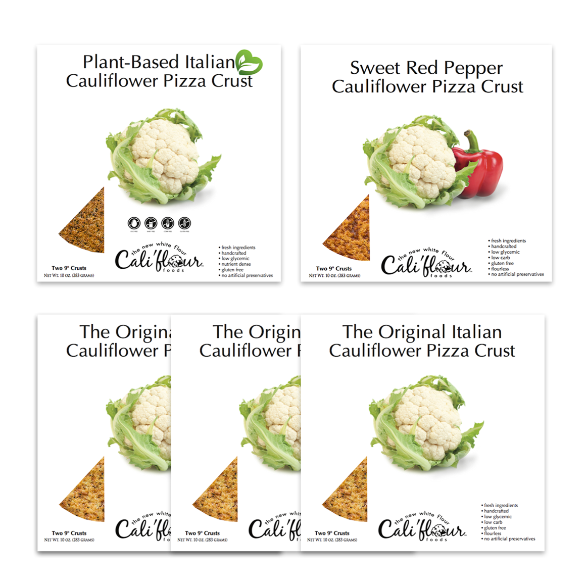 Cali'flour Foods Gluten Free, Low Carb Cauliflower Spicy Jalapeno Pizza Crusts - 3 Boxes - (6 Total Crusts, 2 Per Box