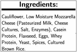 Low Carb Keto Cauliflower Crust (GF), 10 in, 10 per case