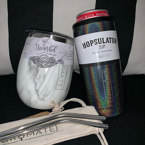 Winesulator + 2 Uncork'd XL Wine Glasses/Lid | GLITTER CHARCOAL | BrüMate