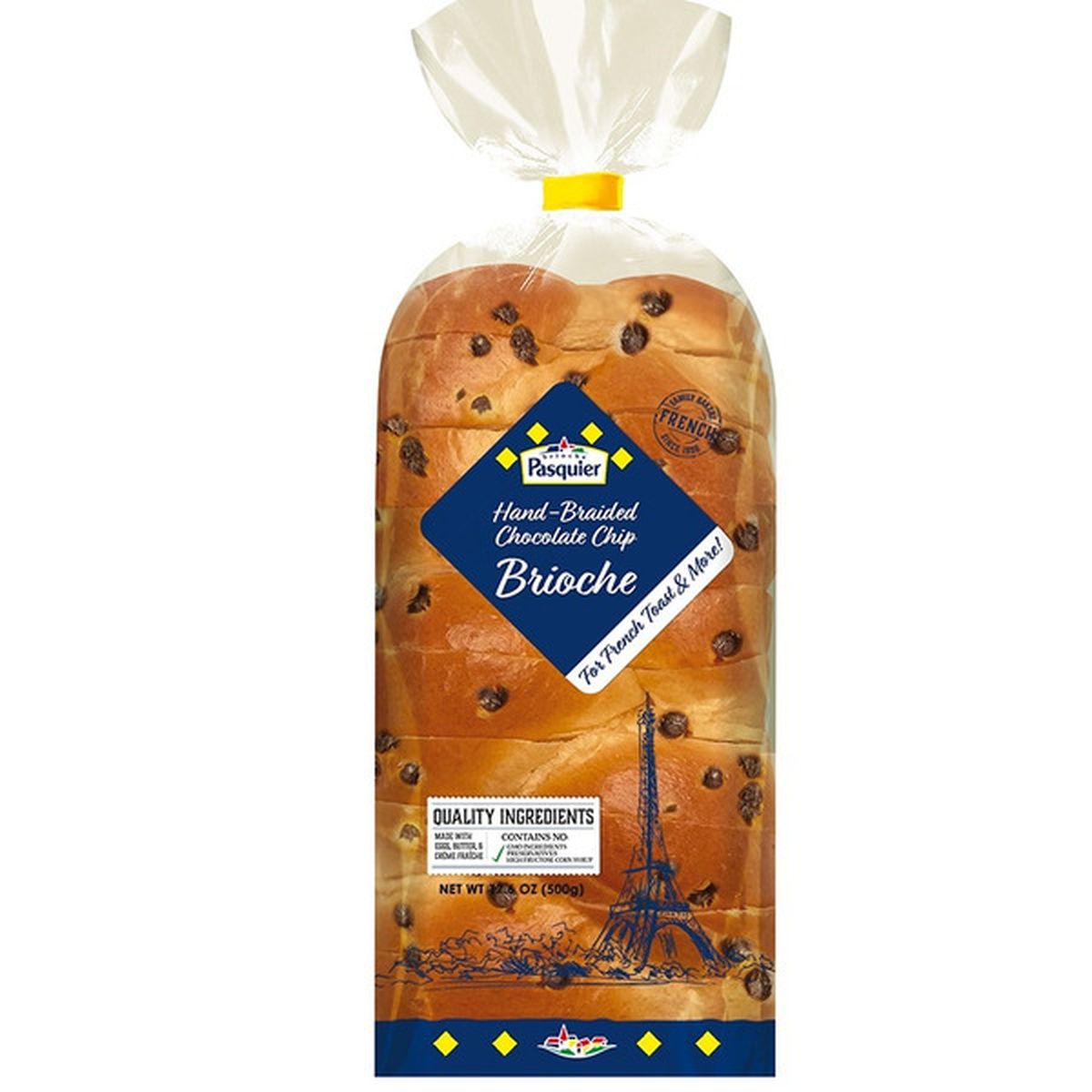Brioche Pasquier Authentic French Sliced Chocolate Chip Brioche Tressee – 17.6 oz