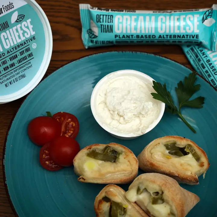 Never Better Plant-Based Cream Cheese — 8-Pack | 8 × 8 oz tubs (64 oz total) Dairy-free • Vegan • Spreadable