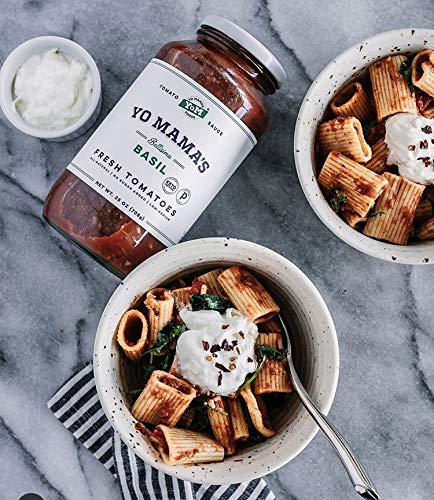 Keto Basil Pasta Sauce by Yo Mama's Foods  - No Sugar Added, Low Carb, Low Sodium, Gluten Free, Paleo Friendly, and Made with Whole, Non-GMO Tomatoes