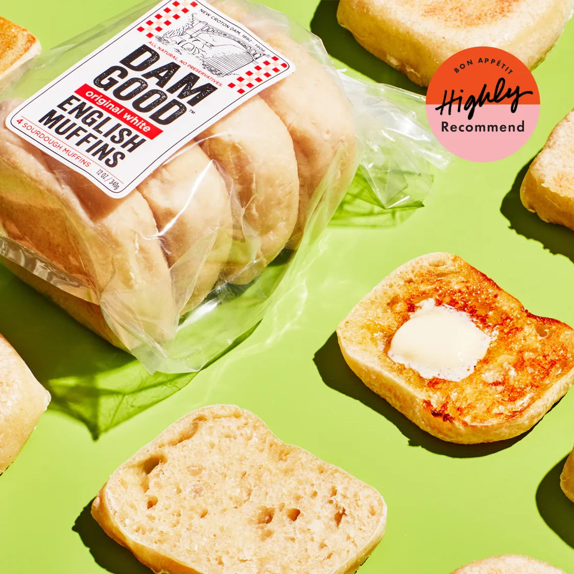Dam Good™ Original White Sourdough English Muffins - Vegan • Non-GMO • Plant-Based