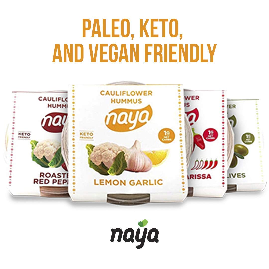 Cauliflower Dip Hummus Snack Pack - Roasted Pepper Flavor with Sea Salt