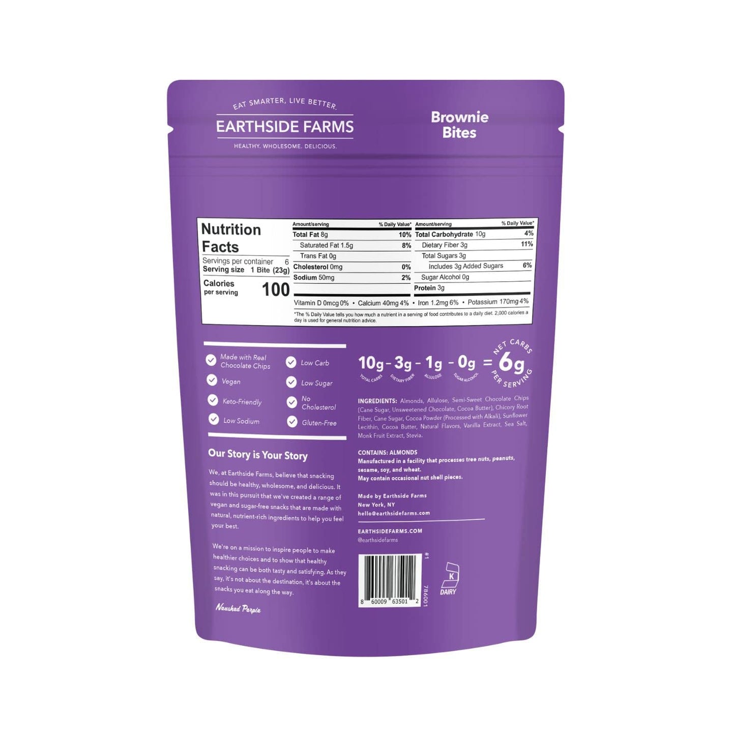 Keto Farms Little Bites of Fudge Brownies, 6 Count Mini Brownies, Keto Friendly, Gluten Free