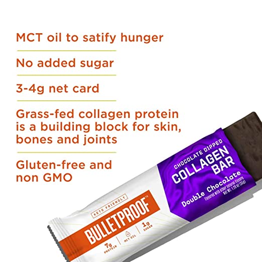 Collagen Double Chocolate Fudge Chocolate Dipped Protein Bars - includes 12