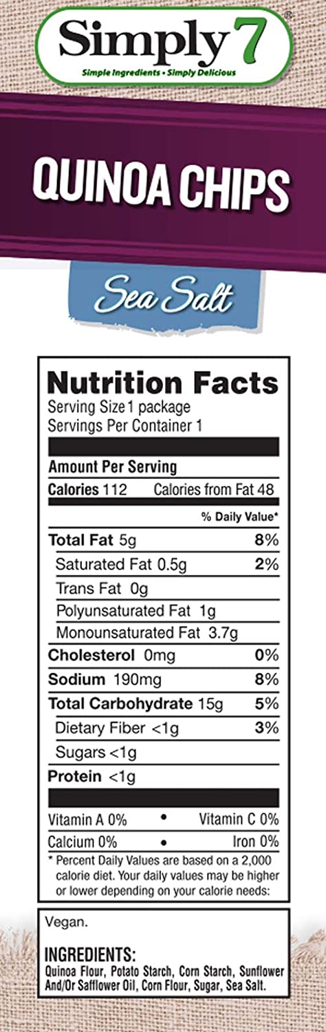 Quinoa Chips, Sea Salt, 0.8 Ounce, Pack of 24 - Gluten Free