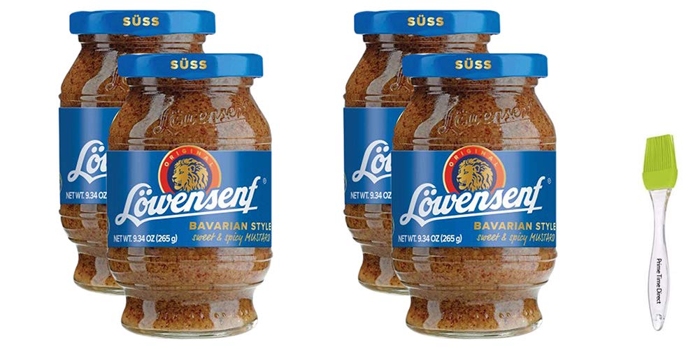 German Bavarian Sweet Mustard Jar - 4 Pack - Lowensenf