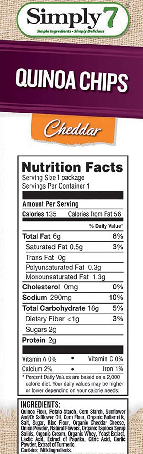 Quinoa Chips, Cheddar, 0.8 Ounce -  Pack of 24 - Gluten Free
