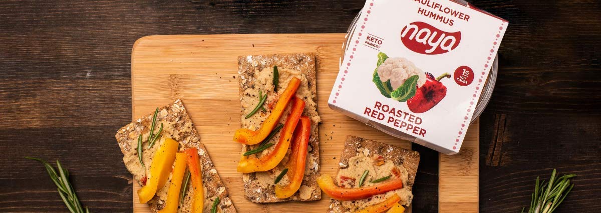 Cauliflower Dip Hummus Snack Pack - Roasted Pepper Flavor with Sea Salt