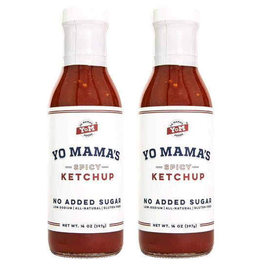 Keto Spicy Ketchup by Yo Mama's Foods – Pack of 2 - No Sugar Added, Low Carb, Vegan, Gluten Free