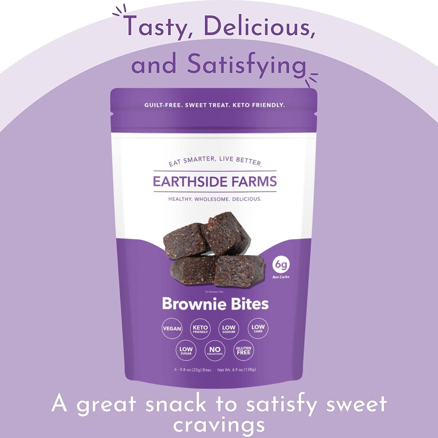 Keto Farms Little Bites of Fudge Brownies, 6 Count Mini Brownies, Keto Friendly, Gluten Free