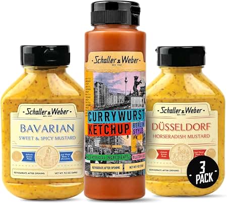 Schaller & Weber German Mustard & Currywurst Ketchup Trio, Gluten-Free