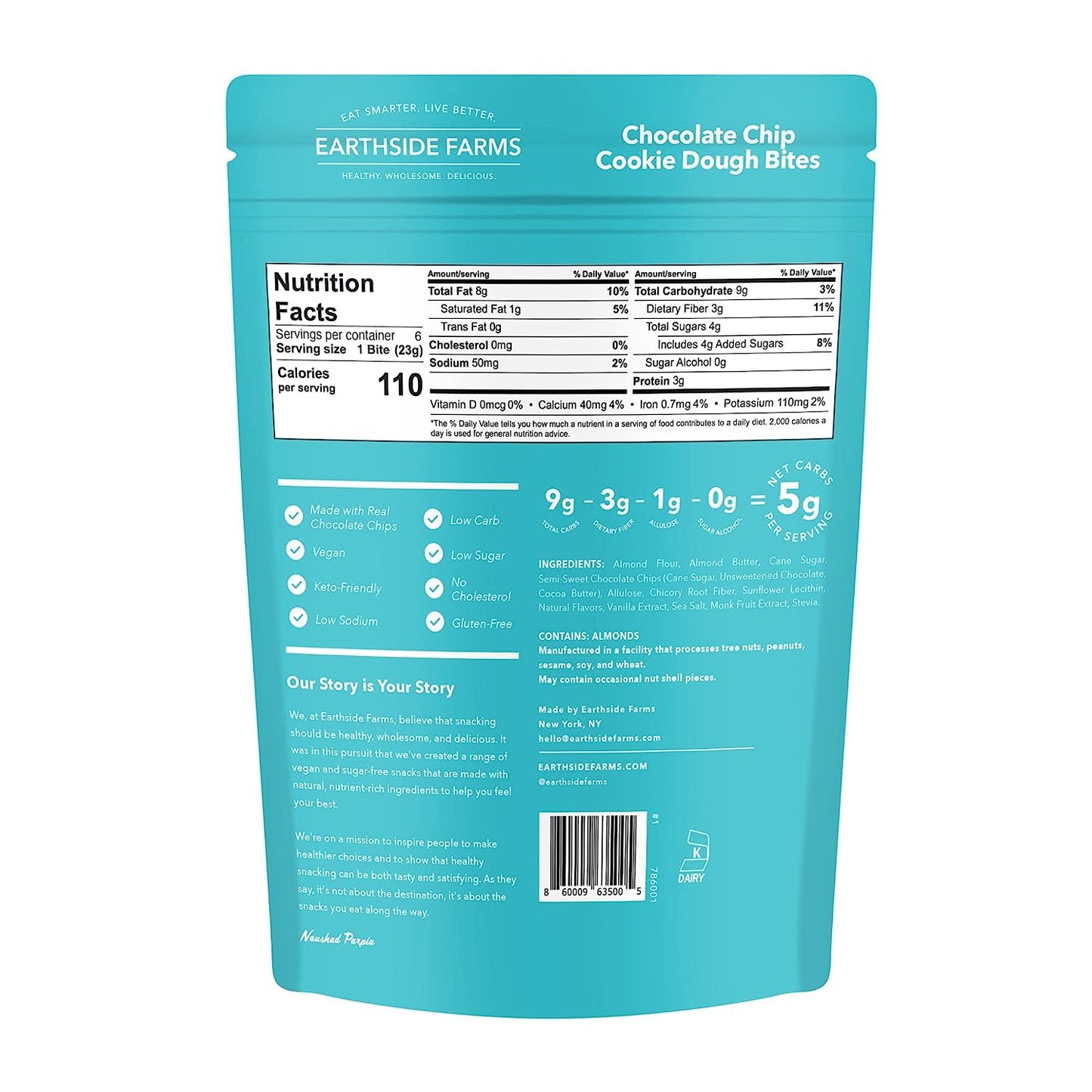 Keto Farms Chocolate Chip Keto Cookie Dough Bites, 6 Count, Keto Friendly, Gluten Free