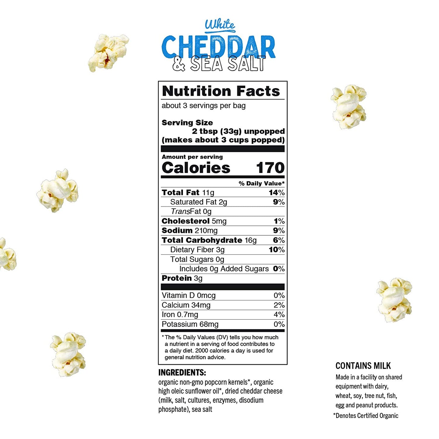 Quinn Snacks Microwave Popcorn - Made with Organic Non-GMO Corn - White Cheddar