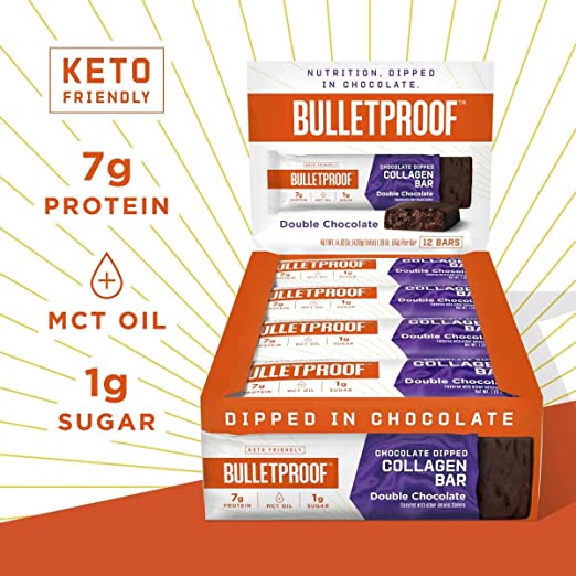 Collagen Double Chocolate Fudge Chocolate Dipped Protein Bars - includes 12