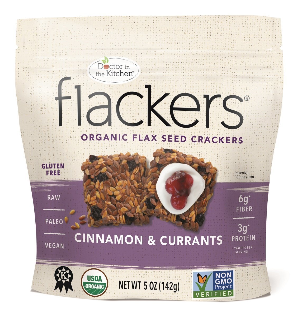 Doctor In The Kitchen Flackers Gluten Free Flax Seed Crackers 4 Flavor Variety Pack