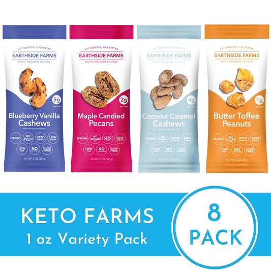 Keto Farms, Keto Nuts - Healthy Trail Mix, (1-4g Net Carb) Candied Nuts Snack Packs- inlcudes 8