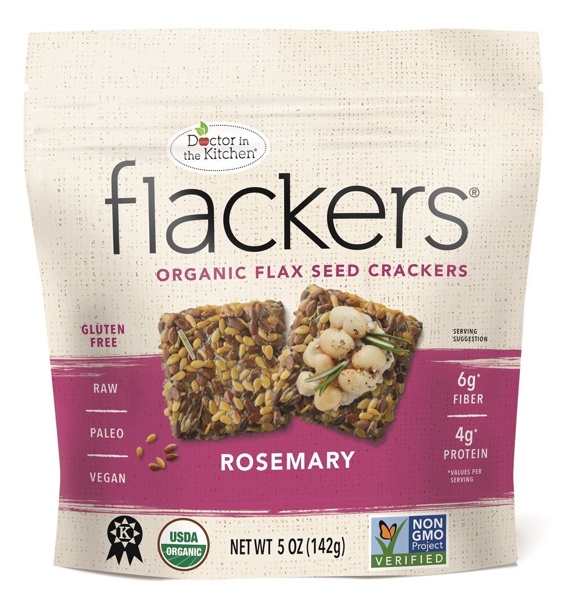 Doctor In The Kitchen Flackers Gluten Free Flax Seed Crackers 4 Flavor Variety Pack