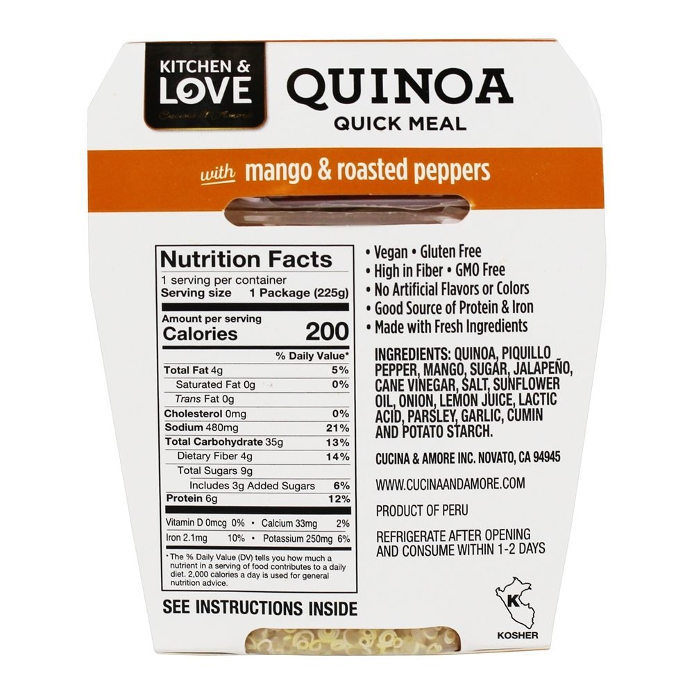 Cucina & Amore Quinoa Meal Mango & Roasted Peppers 7.9 OZ (Pack of 6)