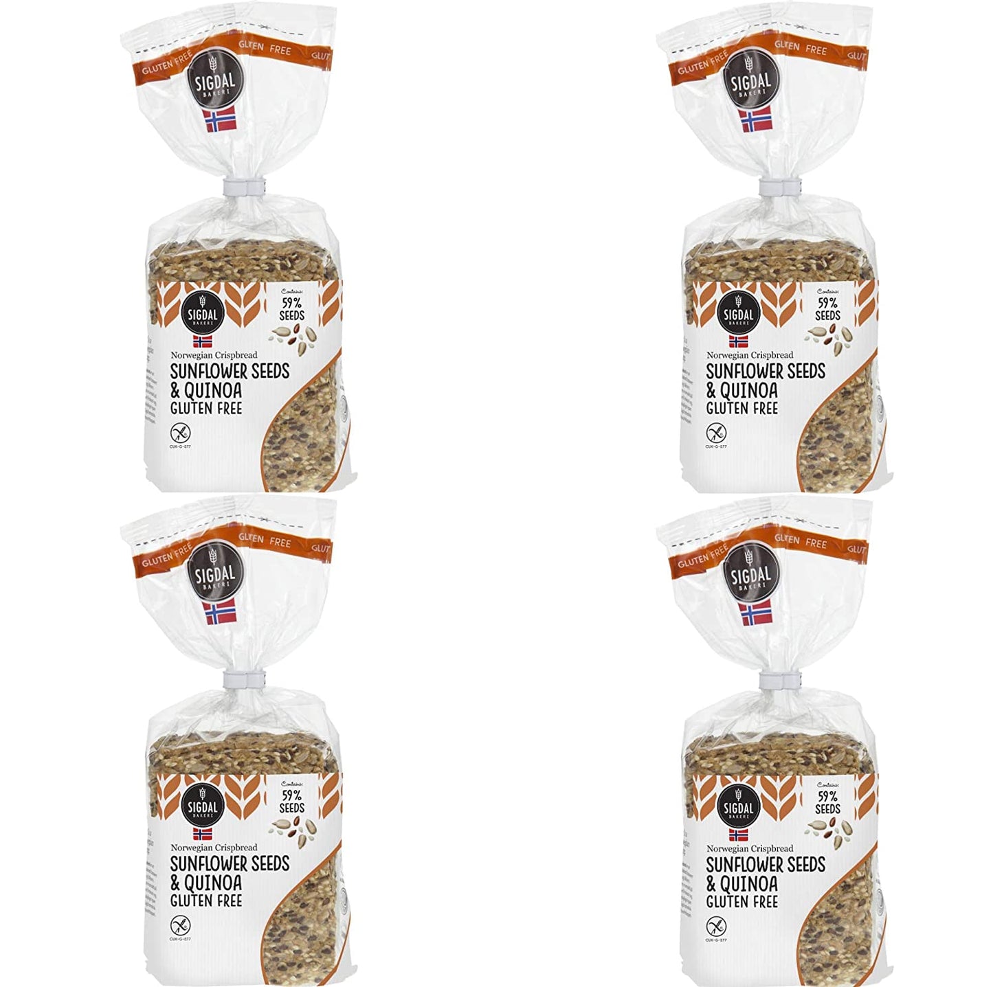 Sigdal Bakeri Gluten Free Sunflower Seeds & Quinoa Wholegrain Crispbread - Pack of 4