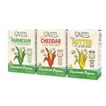 Quinn Reinvented Popcorn Variety Pack - white cheddar, vermont maple, sea salt, parmesan & rosemary