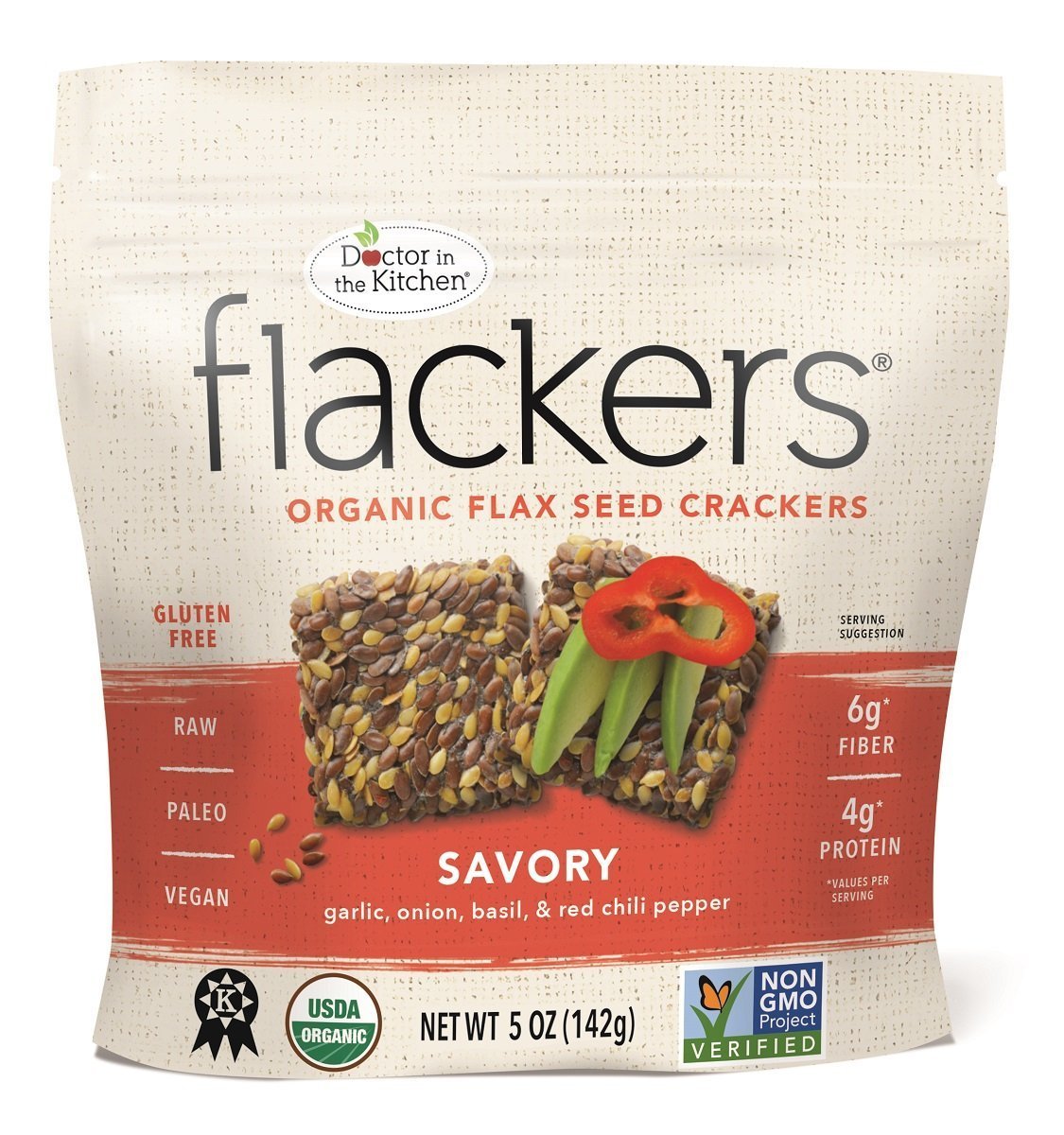 Doctor In The Kitchen Flackers Gluten Free Flax Seed Crackers 4 Flavor Variety Pack