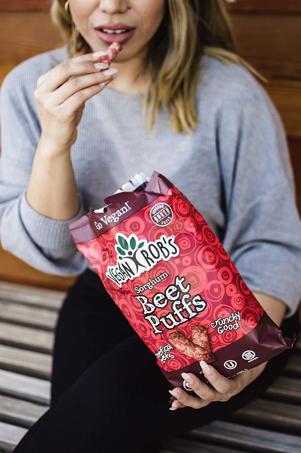 Vegan Rob's Puffs, Variety Pack With Beet, Dairy Free Cheddar, Probiotic Dragon & Moringa, 1.25 oz - Includes 12