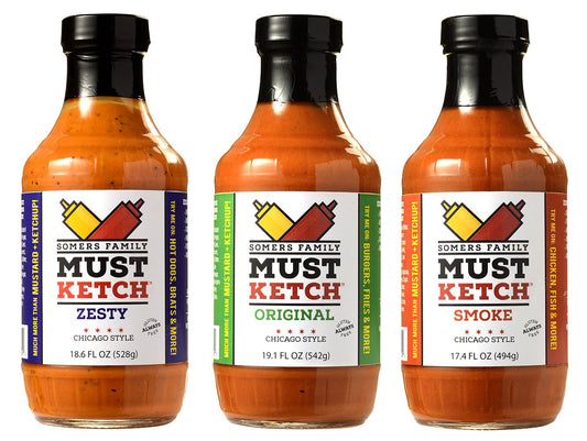 Somers Family MustKetch Variety Pack – Original, Smoke, Zesty - A new twist on Mustard and Ketchup!