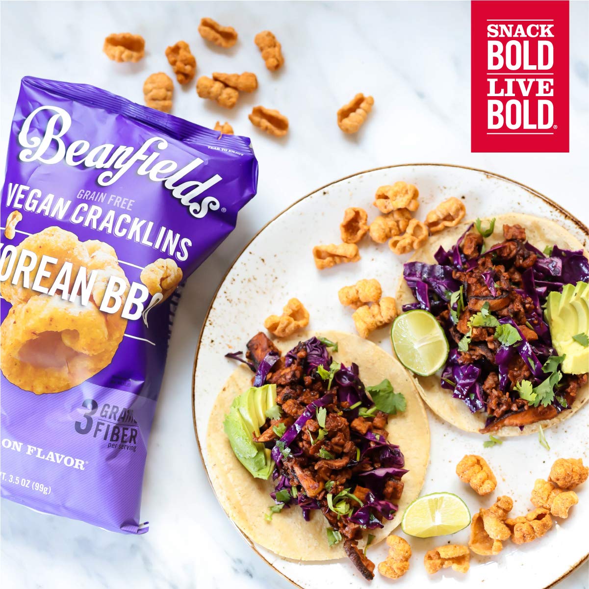 Beanfields Grain Free Cracklins -3 Flavor Variety Pack Korean BBQ, Aged White Cheddar & Ranch - 6 Pack