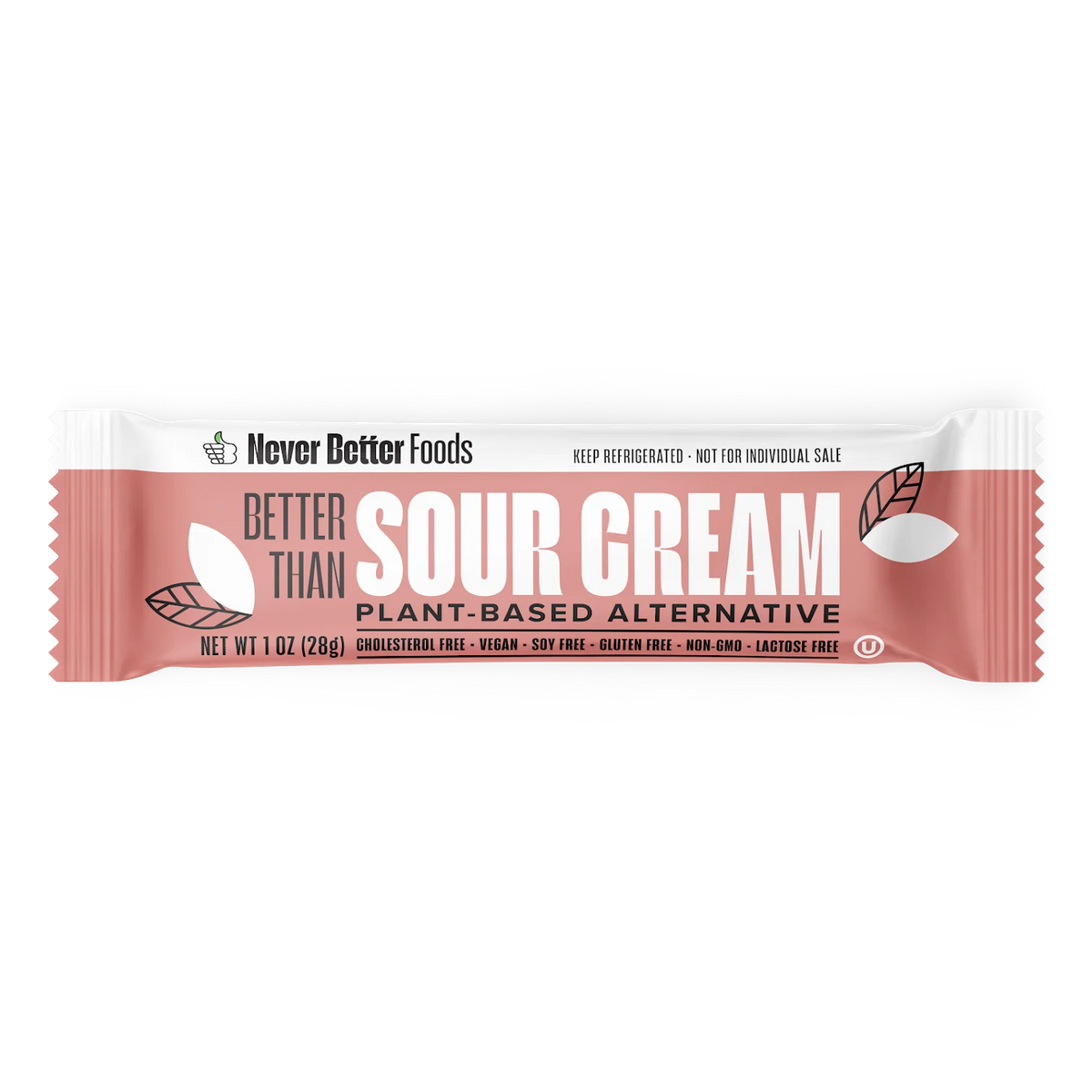Never Better Plant-Based Sour Cream — 50 Single-Serve Pouches 1 oz each | Dairy-free • Vegan • Tangy & spoonable
