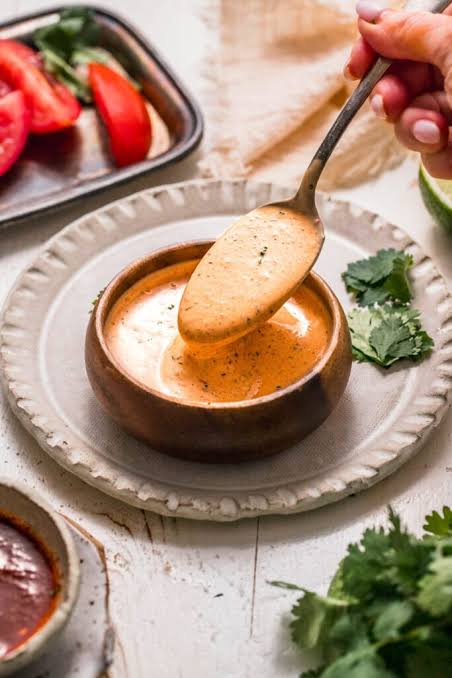 chipotle ranch dressing in a bowl on a table