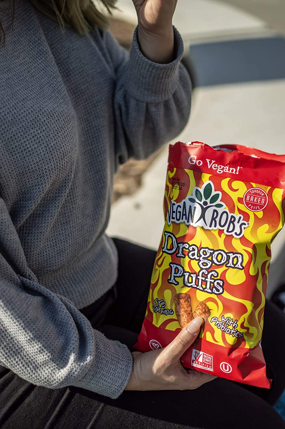 Vegan Rob's Puffs, Variety Pack With Beet, Dairy Free Cheddar, Probiotic Dragon & Moringa, 1.25 oz - Includes 12