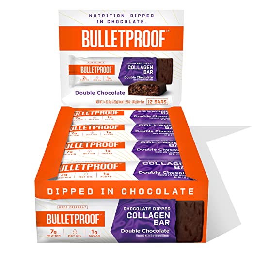 Collagen Double Chocolate Fudge Chocolate Dipped Protein Bars - includes 12