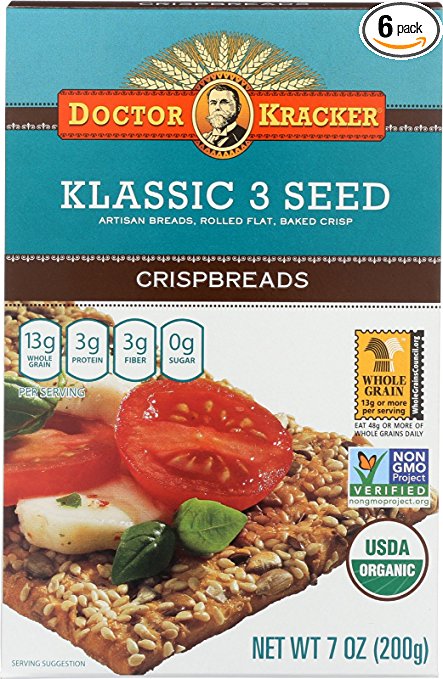 Doctor Kracker Organic Snackers, Seed Trio, 6 Oz (Pack of 6)