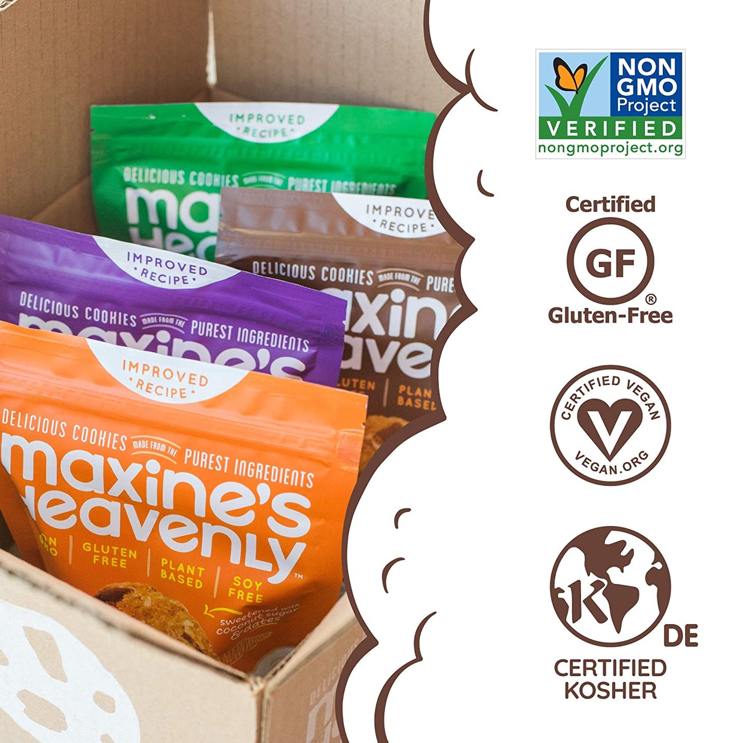 Maxine's Heavenly - Plant Based, Gluten Free, Low Sugar Cookies - Variety Four Pack—7.2 oz (4 Pack)
