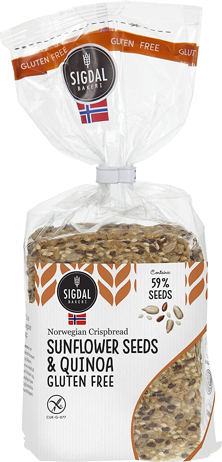 Sigdal Bakeri Gluten Free Sunflower Seeds & Quinoa Wholegrain Crispbread - Pack of 4