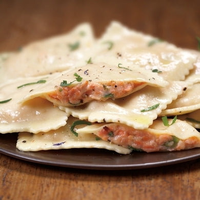 BAKED SEAFOOD RAVIOLI WITH VODKA SAUCE