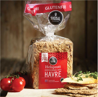 Sigdal Bakeri Gluten Free Oats Wholegrain Crispbread 8.29 oz Bags - Pack of 12