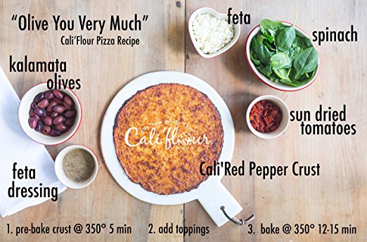 Cali'flour Foods Gluten Free Low Carb Cauliflower Sweet Red Pepper Pizza Crusts - 3 Boxes (6 Total Crusts, 2 Per Box)