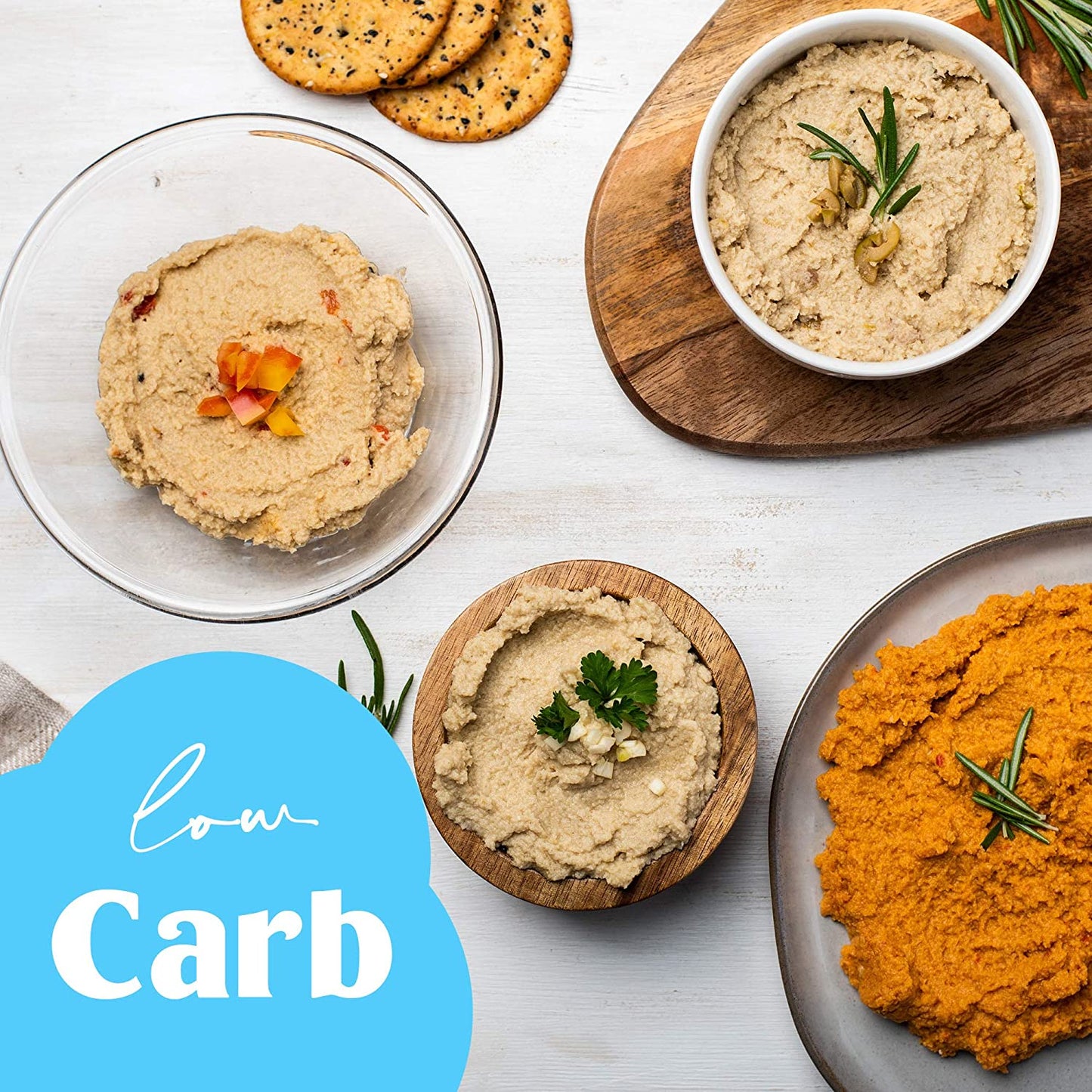 Cauliflower Dip with Pita Chips Hummus Snack Pack - Roasted Red Peppers