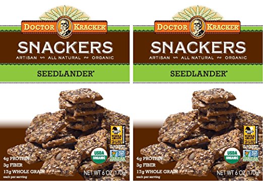 Whole Grain Wheat Crackers - Artisan Baked Snack Crackers With Whole Seeds - Seedlander - 6 oz Each (Pack of 2)