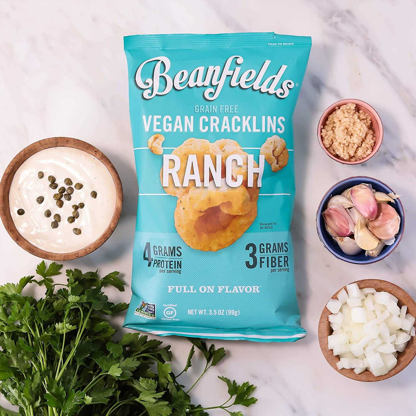 Beanfields Vegan Cracklins -3 Flavor Variety Pack Korean BBQ, Aged White Cheddar & Ranch - 24 Pack