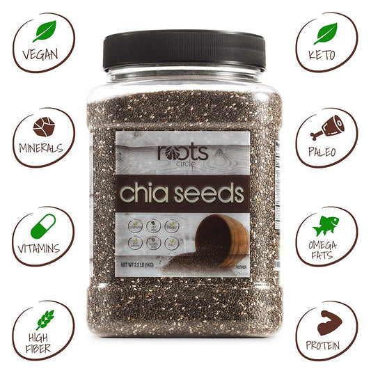 Roots Circle Non-GMO Bulk Chia Seeds | 2.2lb Raw Superfood