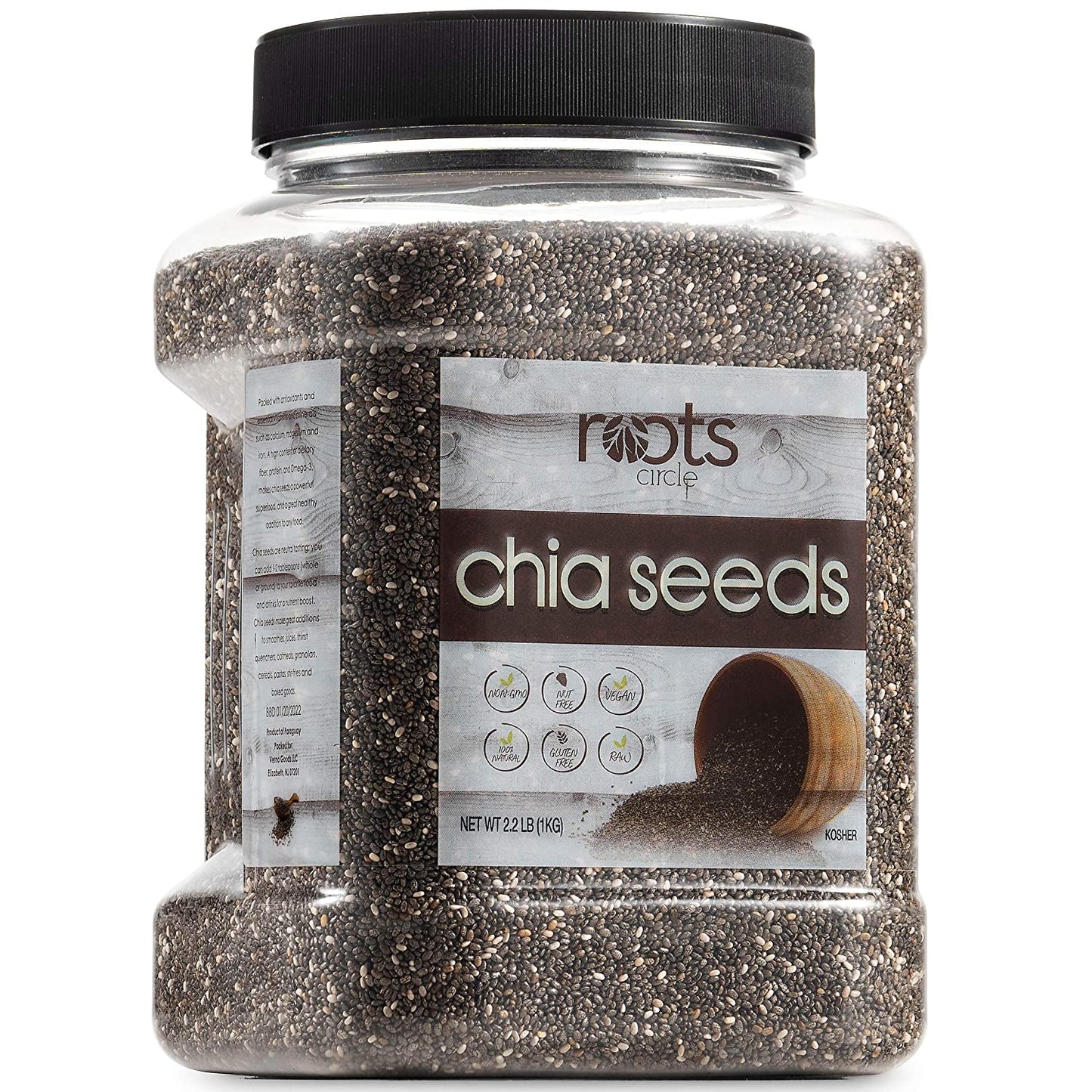 Roots Circle Non-GMO Bulk Chia Seeds | 2.2lb Raw Superfood