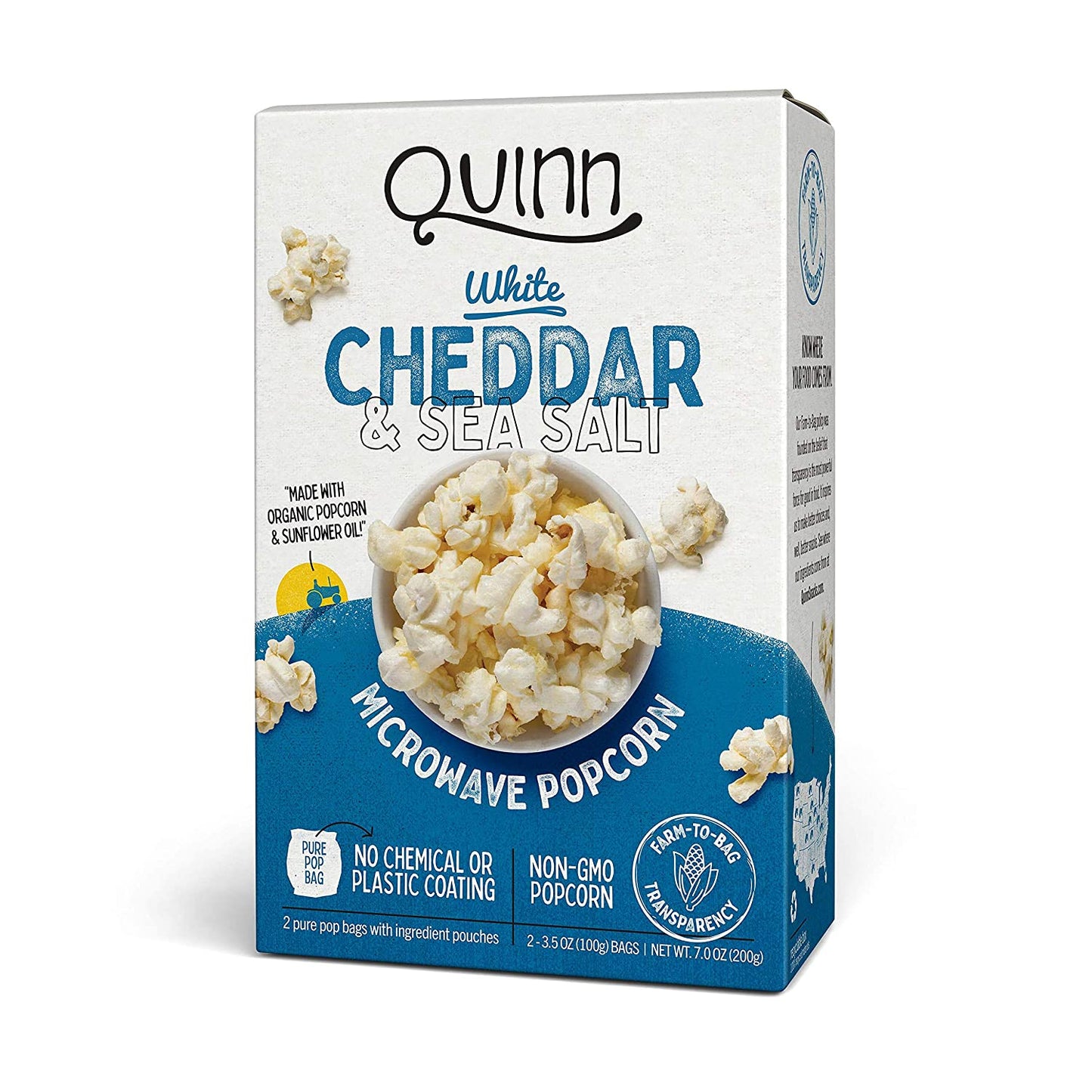 Quinn Snacks Microwave Popcorn - Made with Organic Non-GMO Corn - White Cheddar