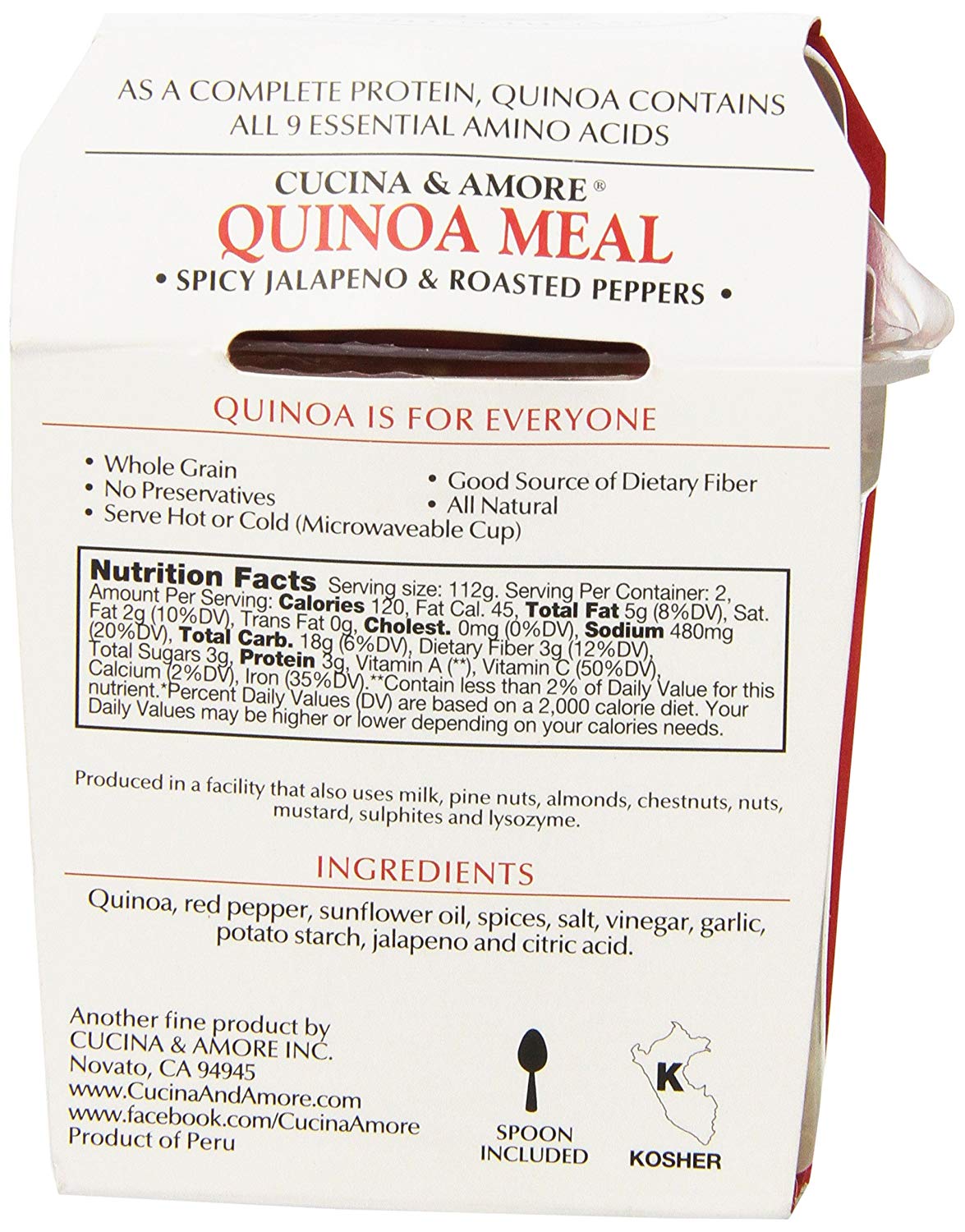6 Pack : Cucina & Amore Spicy Jalapeno & Roasted Peppers Quinoa Meal, 7.9 oz