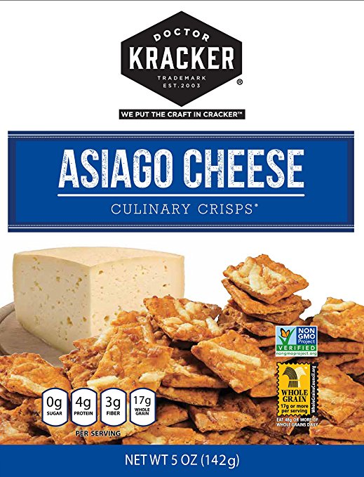 Doctor Kracker Culinary Crisps, Asiago Cheese, 5 Oz Pack of 2